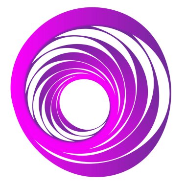 Döngüsel daire, sarmal, volta elementi. Döndürme, santrifüj ve dönme etkisiyle eş merkezli şekil. Döndürme, döndürme ve döndürme vektör illüstrasyonu