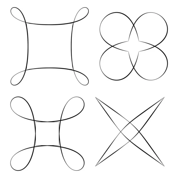 Conjunto Forma Línea Abstracta Motivo Creativo Conjunto Elementos Diseño Mandala — Vector de stock