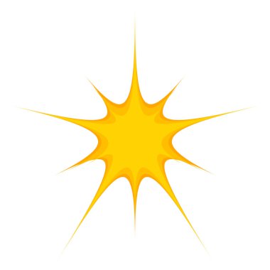 Soyut sarı tasarım öğesi. Radyal motif, mandala, nilüfer şekilli. Bozulmuş yıldız ögesi