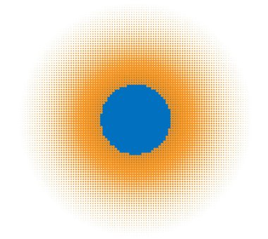Yarı ton elementi. Noktalar, daireler, benekler ve çiller vektör illüstrasyonu