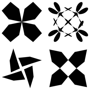 Basit dekorasyon şekilleri, elementler. Soyut motif, mandala klip- art