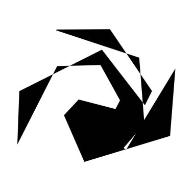 Sinirli, keskin, kaotik ve rastgele şekilli. Ezilmiş, biçimi bozulmuş, açısal soyut element