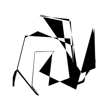 Sinirli, keskin, kaotik ve rastgele şekilli. Ezilmiş, biçimi bozulmuş, açısal soyut element