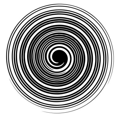 Döngüsel daire, sarmal, volta elementi. Döndürme, santrifüj ve dönme etkisiyle eş merkezli şekil. Döndürme, döndürme ve döndürme vektör illüstrasyonu