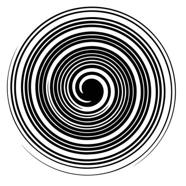 Döngüsel daire, sarmal, volta elementi. Döndürme, santrifüj ve dönme etkisiyle eş merkezli şekil. Döndürme, döndürme ve döndürme vektör illüstrasyonu