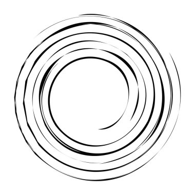 Döngüsel daire, sarmal, volta elementi. Döndürme, santrifüj ve dönme etkisiyle eş merkezli şekil. Döndürme, döndürme ve döndürme vektör illüstrasyonu