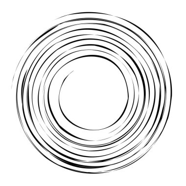 Döngüsel daire, sarmal, volta elementi. Döndürme, santrifüj ve dönme etkisiyle eş merkezli şekil. Döndürme, döndürme ve döndürme vektör illüstrasyonu