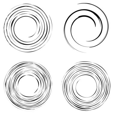 Döngüsel daire, sarmal, volta elementi. Döndürme, santrifüj ve dönme etkisiyle eş merkezli şekil. Döndürme, döndürme ve döndürme vektör illüstrasyonu
