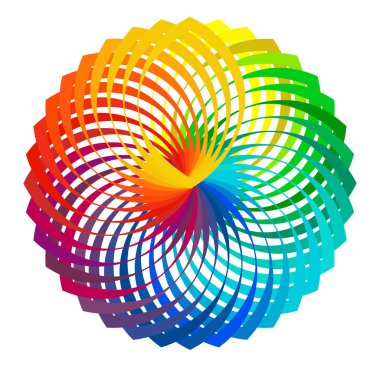 Renkli, spektrum renkli soyut mandala, motif simgesi. Soyut dairesel, çok renkli tasarım ögesi