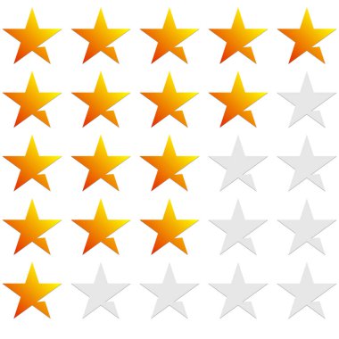 5 yıldızlı derecelendirme simgesi. Gözden geçirme, değer, değer ve kalite, not, değerlendirme kavramları için vektör ilüstrasyonu 