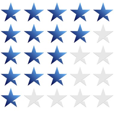 5 yıldızlı derecelendirme simgesi. Gözden geçirme, değer, değer ve kalite, not, değerlendirme kavramları için vektör ilüstrasyonu 