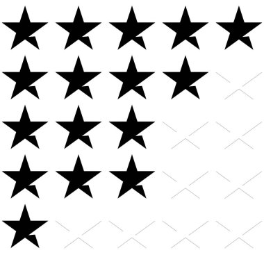 5 yıldızlı derecelendirme simgesi. Gözden geçirme, değer, değer ve kalite, not, değerlendirme kavramları için vektör ilüstrasyonu 