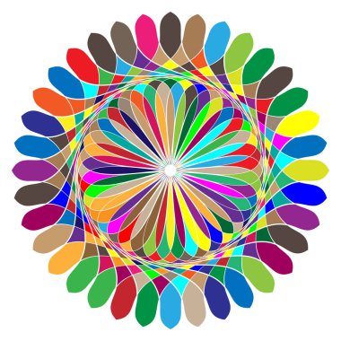 Renkli, spektrum renkli soyut mandala, motif simgesi. Soyut dairesel, çok renkli tasarım ögesi