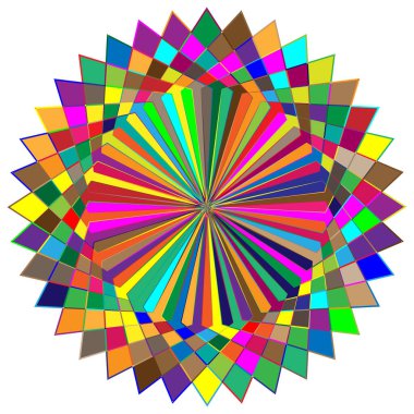 Renkli, spektrum renkli soyut mandala, motif simgesi. Soyut dairesel, çok renkli tasarım ögesi