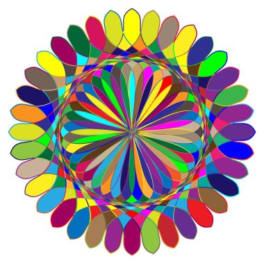Renkli, spektrum renkli soyut mandala, motif simgesi. Soyut dairesel, çok renkli tasarım ögesi