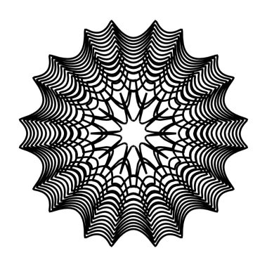 Geometrik mandala - Radikal, dairesel motif simgesi, sembol. Işıldayan şekil, logo çizimi