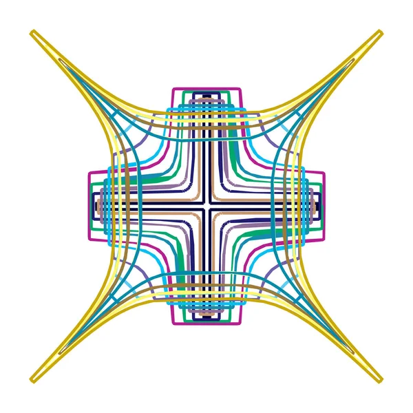 Mandala Geométrica Radial Ícone Motivo Circular Símbolo Forma Radiante Logotipo — Vetor de Stock