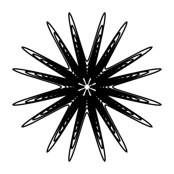 Mandala Geométrico Radial Icono Motivo Circular Símbolo Forma Radiante Logo — Vector de stock