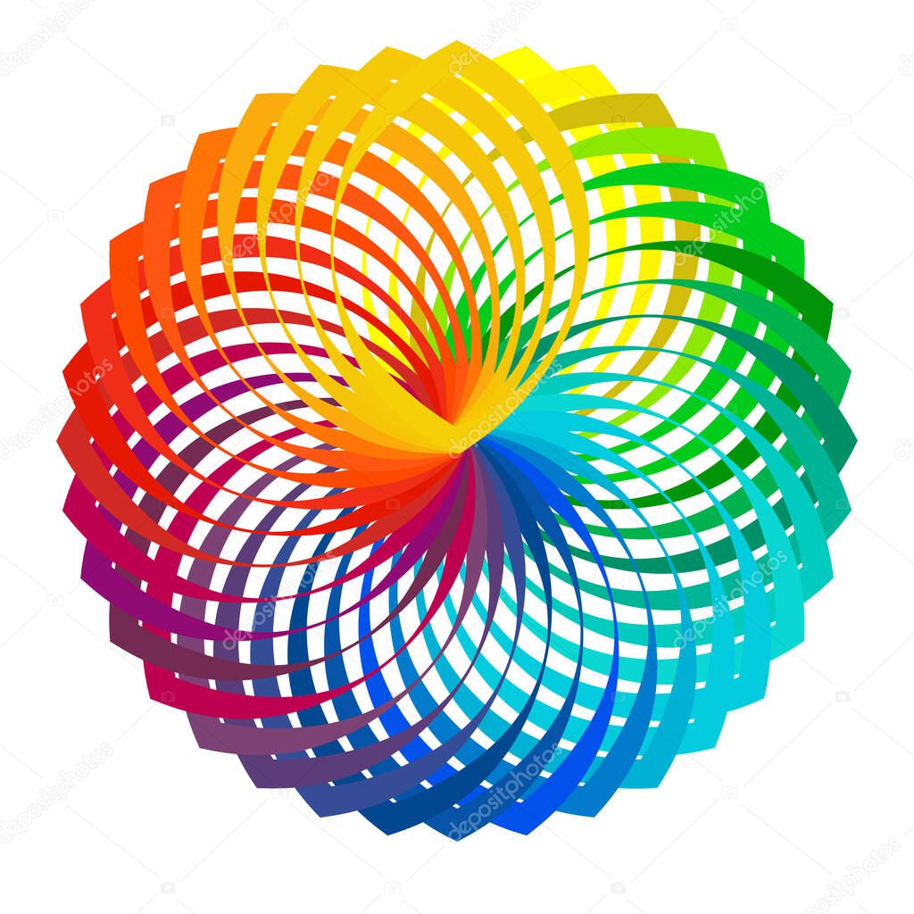 Colorful, spectrum colored abstract mandala, motif icon. Abstract circular, multicolor design element