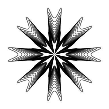 Geometrik mandala - Radikal, dairesel motif simgesi, sembol. Işıldayan şekil, logo çizimi