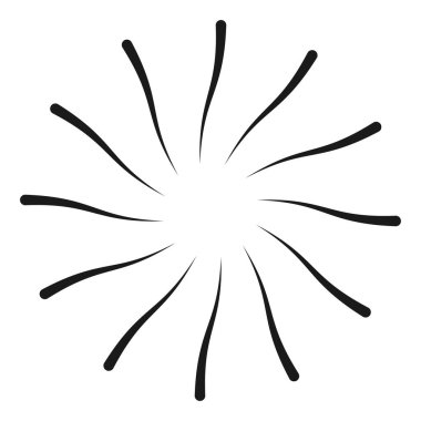 Dalgalı, zikzak çizgili, çapraz çizgili radyal spiral. vektör illüstrasyonu