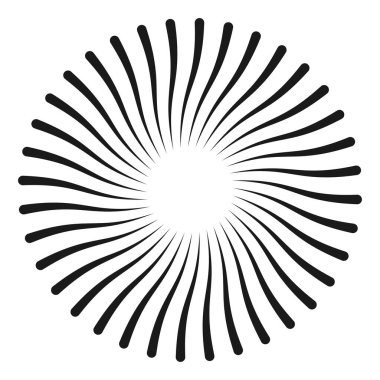 Dalgalı, zikzak çizgili, çapraz çizgili radyal spiral. vektör illüstrasyonu