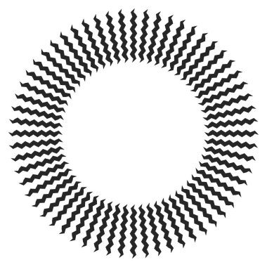 Dalgalı, zikzak çizgili, çapraz çizgili radyal spiral. vektör illüstrasyonu