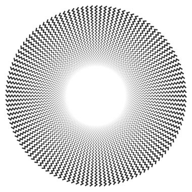 Dalgalı, zikzak çizgili, çapraz çizgili radyal spiral. vektör illüstrasyonu