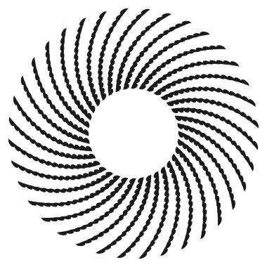 Dalgalı, zikzak çizgili, çapraz çizgili radyal spiral. vektör illüstrasyonu