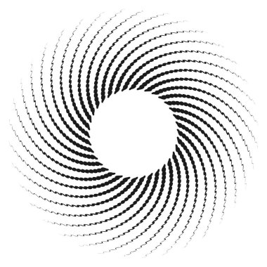 Dalgalı, zikzak çizgili, çapraz çizgili radyal spiral. vektör illüstrasyonu