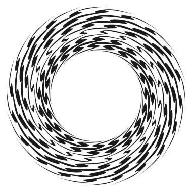 Dalgalı, zikzak çizgili, çapraz çizgili radyal spiral. vektör illüstrasyonu