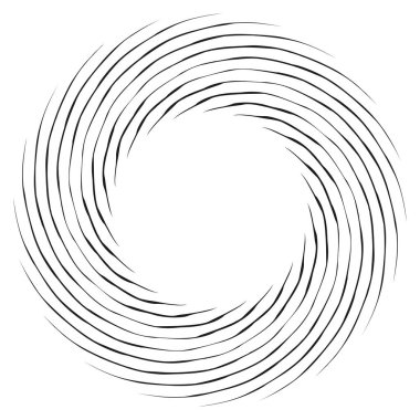 Dalgalı, zikzak çizgili, çapraz çizgili radyal spiral. vektör illüstrasyonu