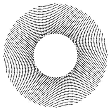 Dalgalı, zikzak çizgili, çapraz çizgili radyal spiral. vektör illüstrasyonu