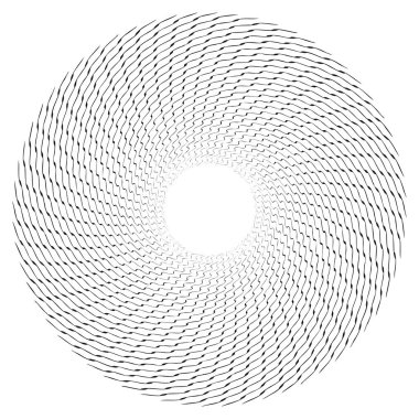 Dalgalı, zikzak çizgili, çapraz çizgili radyal spiral. vektör illüstrasyonu