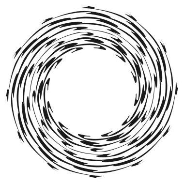Dalgalı, zikzak çizgili, çapraz çizgili radyal spiral. vektör illüstrasyonu