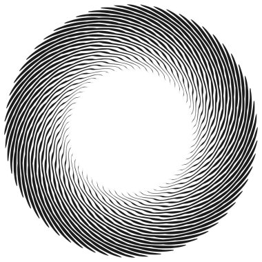 Dalgalı, zikzak çizgili, çapraz çizgili radyal spiral. vektör illüstrasyonu