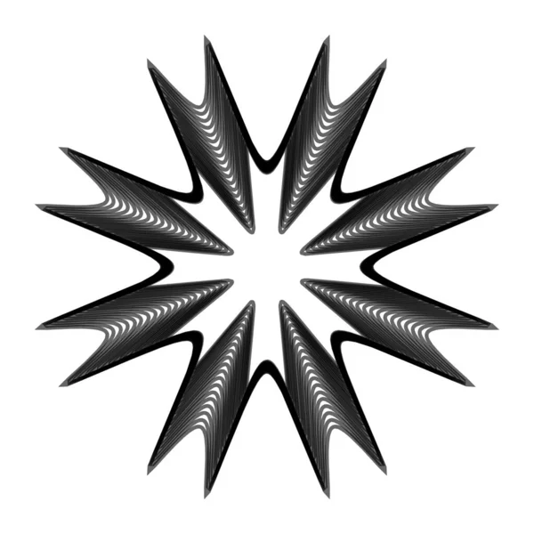Mandala Geometryczna Promieniowa Okrągła Ikona Motywu Symbol Promieniowanie Kształt Logo — Wektor stockowy