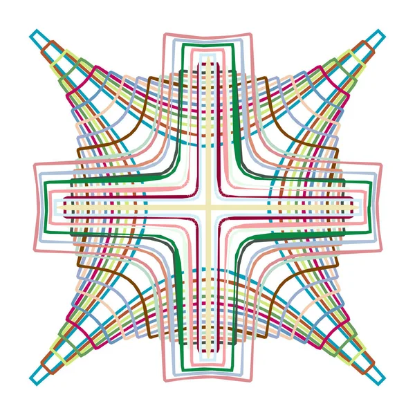 Mandala Geométrica Radial Ícone Motivo Circular Símbolo Forma Radiante Logotipo — Vetor de Stock