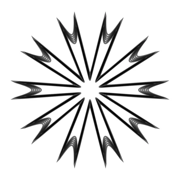 幾何学的マンダラ 放射状 円形モチーフのアイコン シンボル 放射状 ロゴストックイラスト — ストックベクタ