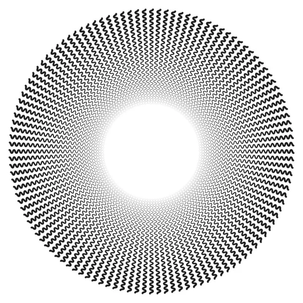 Spirale Radiale Avec Ondulation Zigzag Lignes Croisées Illustration Vectorielle — Image vectorielle