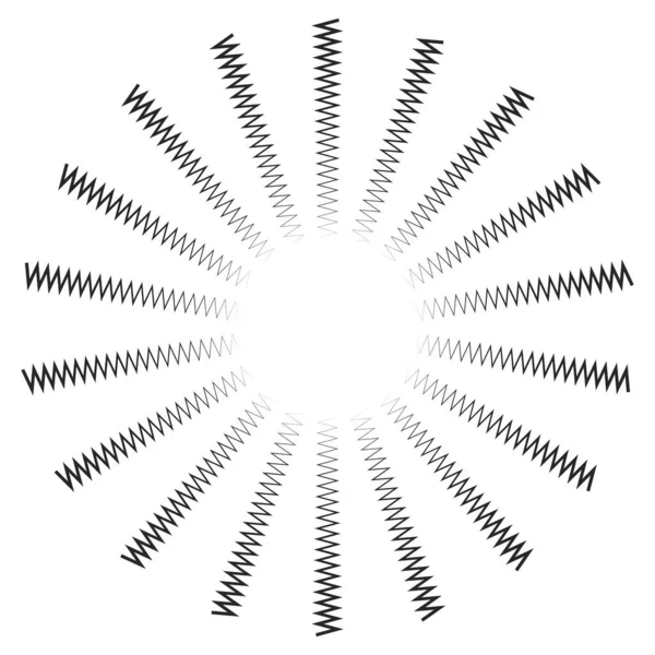 Radiale Spiraal Met Golvende Zigzag Criss Cross Lijnen Vectorillustratie — Stockvector