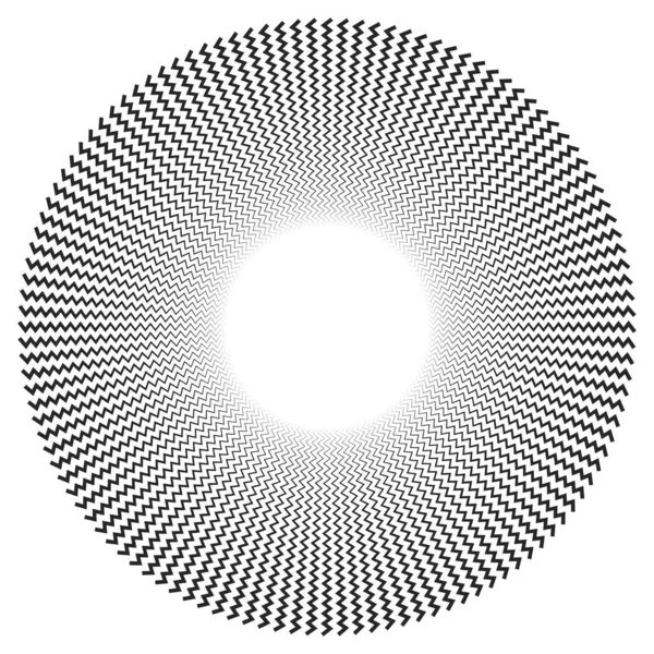 Radial Spiral Med Vågigt Sicksack Tvärgående Linjer Vektor Illustration — Stock vektor