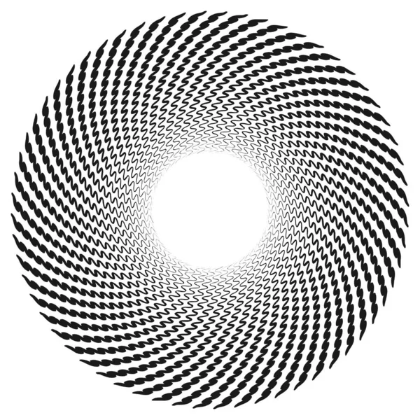 Spirale Radiale Con Linee Ondulate Zig Zag Incrociate Illustrazione Vettoriale — Vettoriale Stock