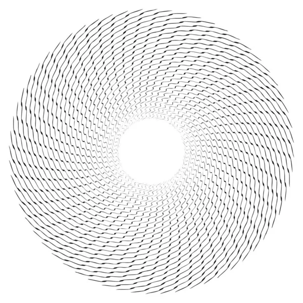 Radial Spiral Med Vågigt Sicksack Tvärgående Linjer Vektor Illustration — Stock vektor