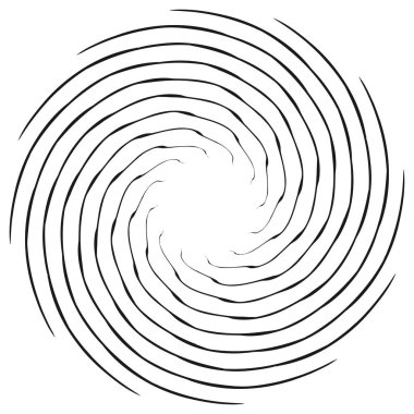 Dalgalı, zikzak çizgili, çapraz çizgili radyal spiral. vektör illüstrasyonu