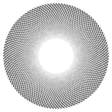 Dalgalı, zikzak çizgili, çapraz çizgili radyal spiral. vektör illüstrasyonu