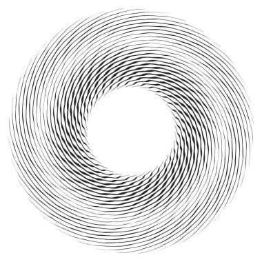 Dalgalı, zikzak çizgili, çapraz çizgili radyal spiral. vektör illüstrasyonu
