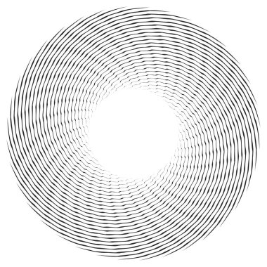 Dalgalı, zikzak çizgili, çapraz çizgili radyal spiral. vektör illüstrasyonu