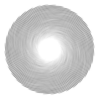Dalgalı, zikzak çizgili, çapraz çizgili radyal spiral. vektör illüstrasyonu
