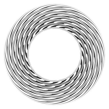 Dalgalı, zikzak çizgili, çapraz çizgili radyal spiral. vektör illüstrasyonu